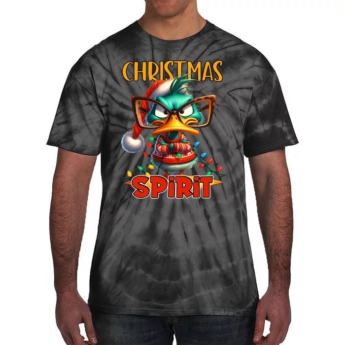 Funny Sarcastic Grumpy Duck Christmas Spirit Tie-Dye T-Shirt