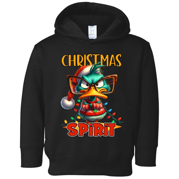 Funny Sarcastic Grumpy Duck Christmas Spirit Toddler Hoodie