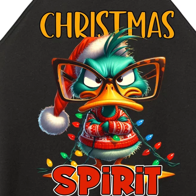 Funny Sarcastic Grumpy Duck Christmas Spirit Women’s Perfect Tri Rocker Tank