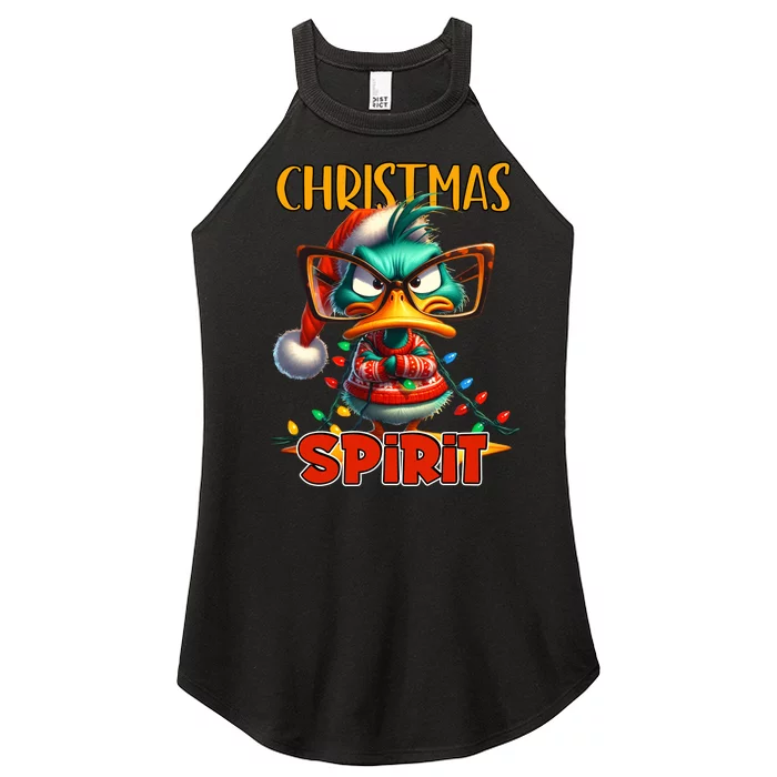 Funny Sarcastic Grumpy Duck Christmas Spirit Women’s Perfect Tri Rocker Tank