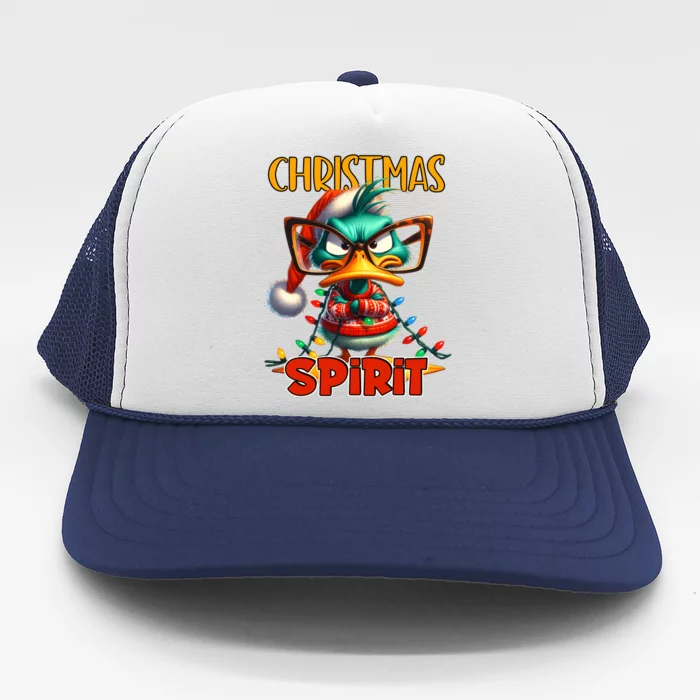 Funny Sarcastic Grumpy Duck Christmas Spirit Trucker Hat