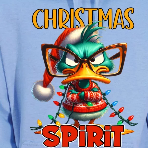 Funny Sarcastic Grumpy Duck Christmas Spirit Unisex Surf Hoodie