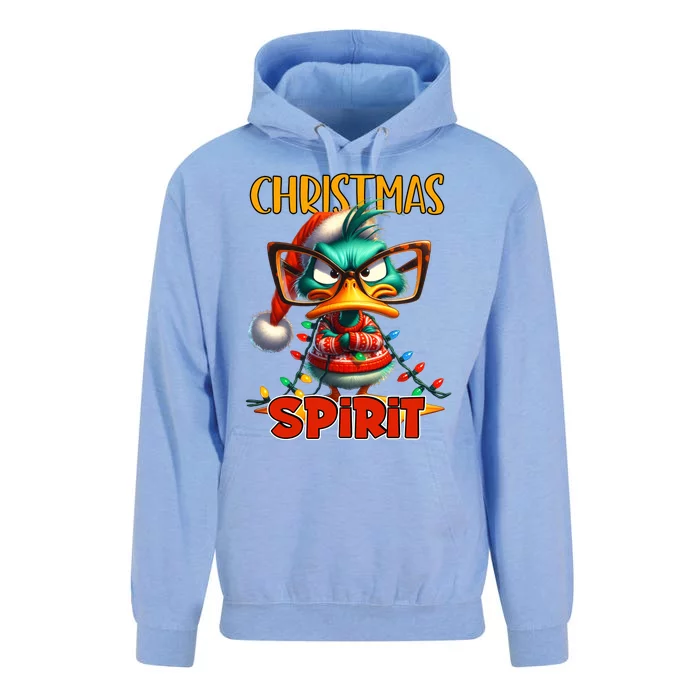 Funny Sarcastic Grumpy Duck Christmas Spirit Unisex Surf Hoodie