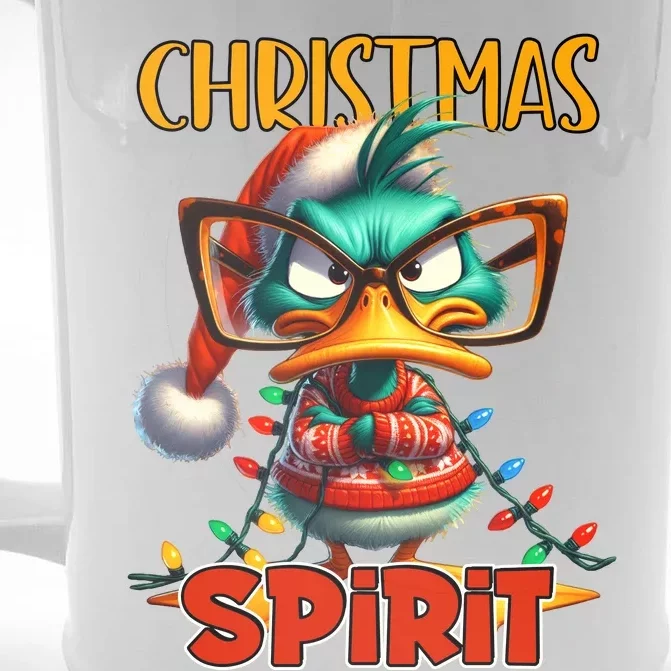 Funny Sarcastic Grumpy Duck Christmas Spirit Front & Back Beer Stein