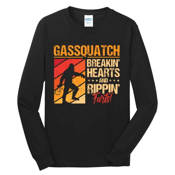 Funny Sasquatch Gasquatch Breakin Hearts Rippin Fart Bigfoot Tall Long Sleeve T-Shirt