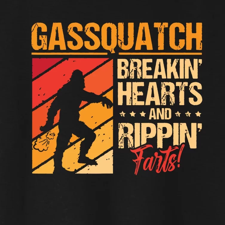 Funny Sasquatch Gasquatch Breakin Hearts Rippin Fart Bigfoot Women's Crop Top Tee