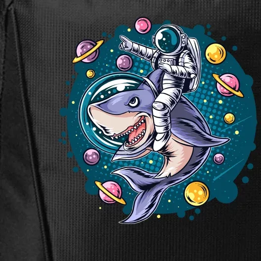 Funny Space Galaxy Astronaut Shark City Backpack