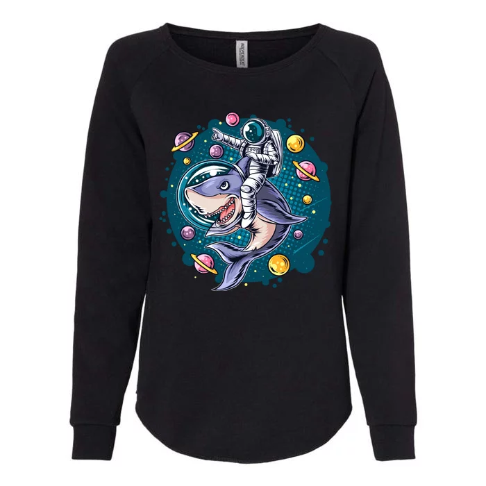 Funny Space Galaxy Astronaut Shark Womens California Wash Sweatshirt