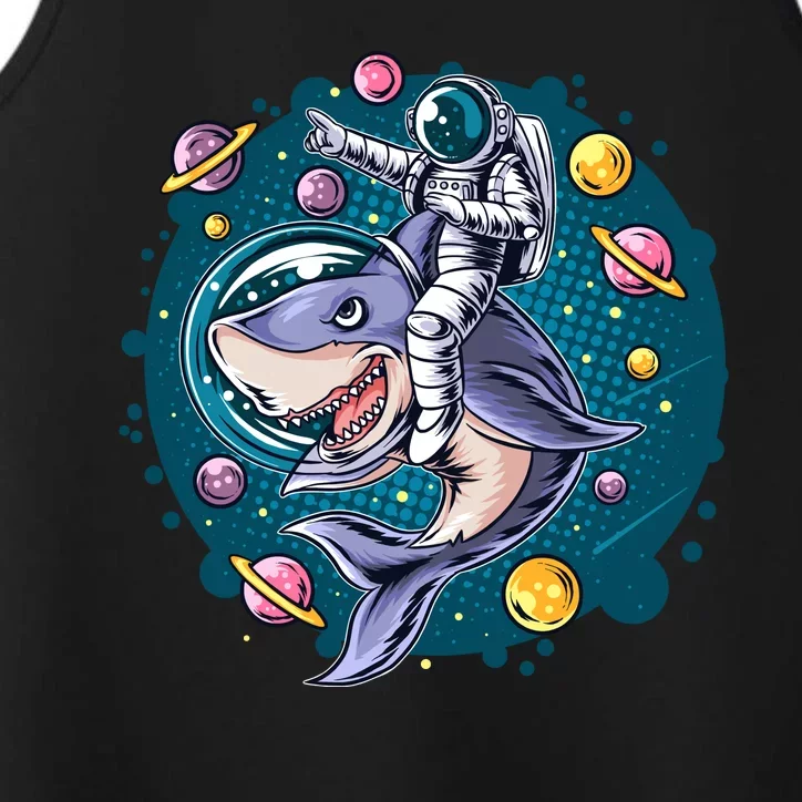 Funny Space Galaxy Astronaut Shark Performance Tank