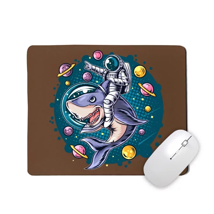 Funny Space Galaxy Astronaut Shark Mousepad