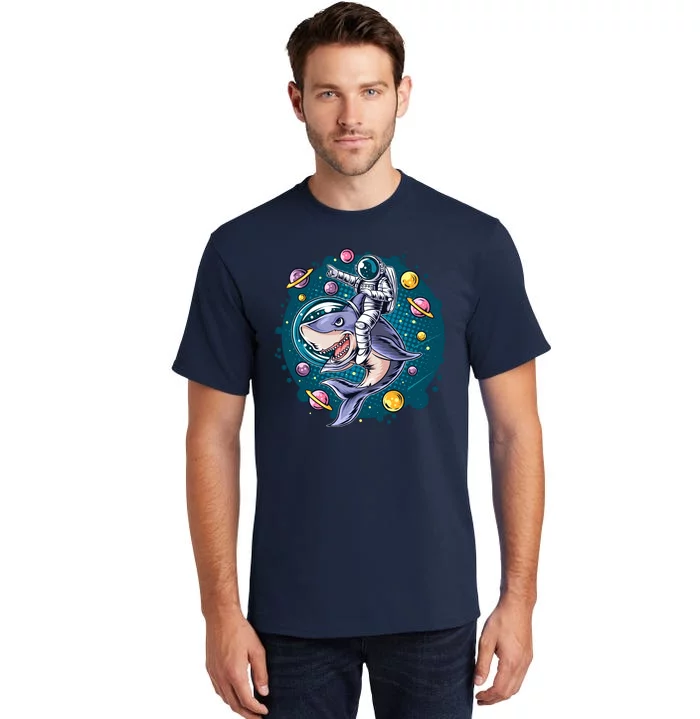 Funny Space Galaxy Astronaut Shark Tall T-Shirt