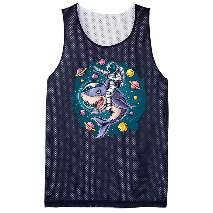 Funny Space Galaxy Astronaut Shark Mesh Reversible Basketball Jersey Tank