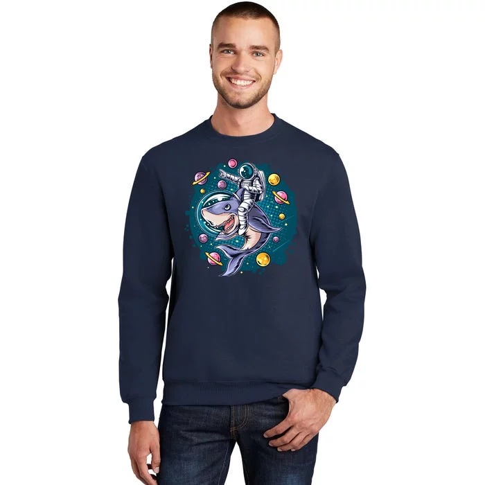 Funny Space Galaxy Astronaut Shark Tall Sweatshirt