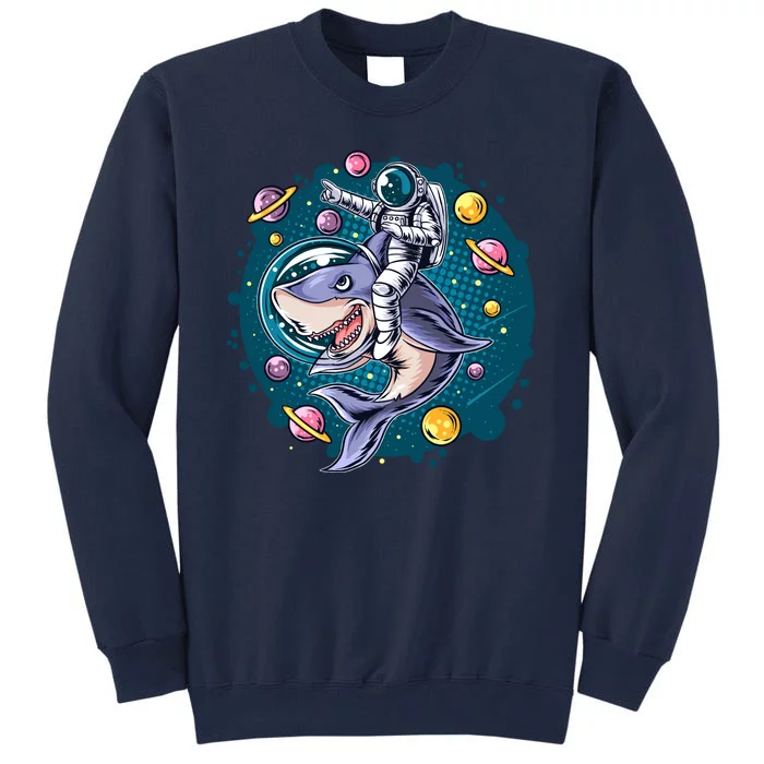 Funny Space Galaxy Astronaut Shark Tall Sweatshirt