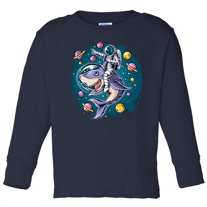 Funny Space Galaxy Astronaut Shark Toddler Long Sleeve Shirt