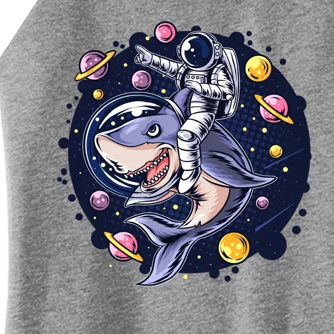 Funny Space Galaxy Astronaut Shark Women’s Perfect Tri Rocker Tank