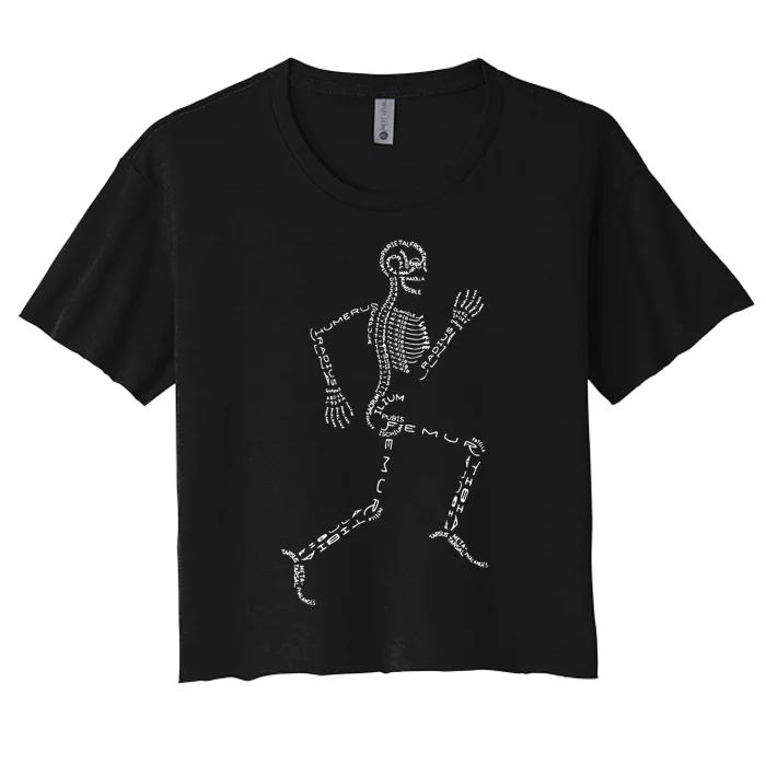 Funny Skeleton Graphic For Physical Therapy Orthopedic Women's Crop Top Tee