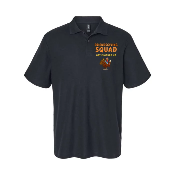 Friendsgiving Squad Get Flocked Up Matching Friendsgiving Softstyle Adult Sport Polo