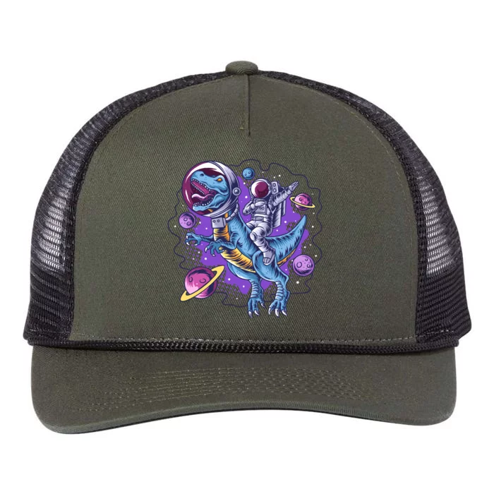 Funny Space Galaxy Astronaut Trex Dinosuar Retro Rope Trucker Hat Cap