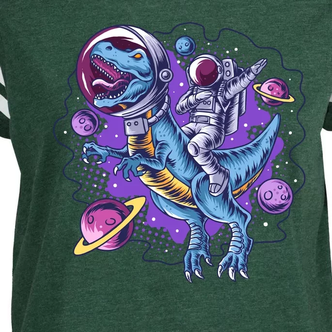 Funny Space Galaxy Astronaut Trex Dinosuar Enza Ladies Jersey Football T-Shirt