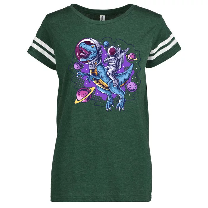 Funny Space Galaxy Astronaut Trex Dinosuar Enza Ladies Jersey Football T-Shirt