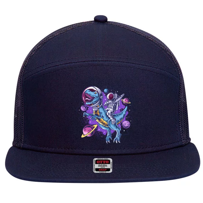 Funny Space Galaxy Astronaut Trex Dinosuar 7 Panel Mesh Trucker Snapback Hat