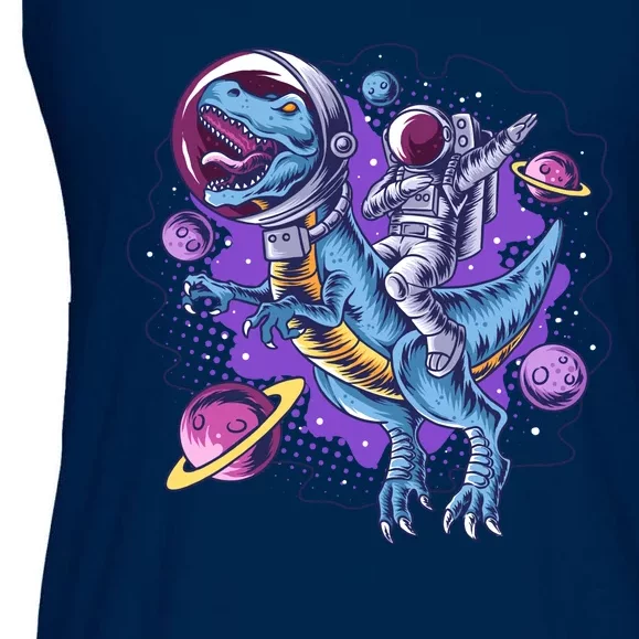 Funny Space Galaxy Astronaut Trex Dinosuar Ladies Essential Flowy Tank