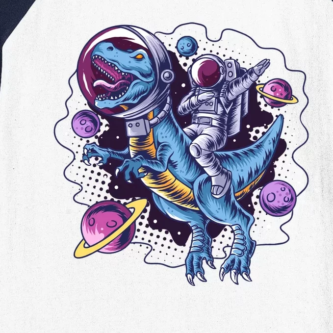 Funny Space Galaxy Astronaut Trex Dinosuar Baseball Sleeve Shirt