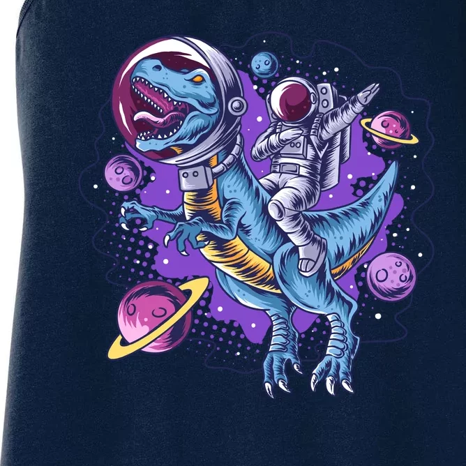 Funny Space Galaxy Astronaut Trex Dinosuar Women's Racerback Tank