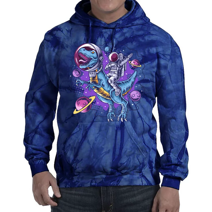 Funny Space Galaxy Astronaut Trex Dinosuar Tie Dye Hoodie