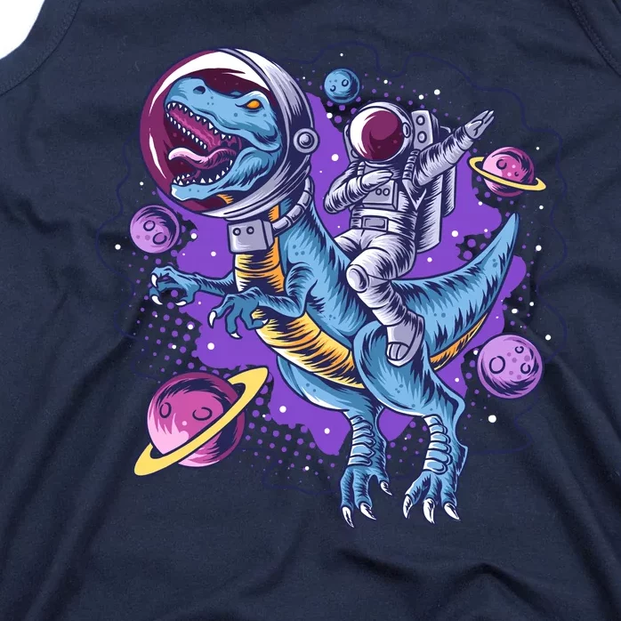 Funny Space Galaxy Astronaut Trex Dinosuar Tank Top