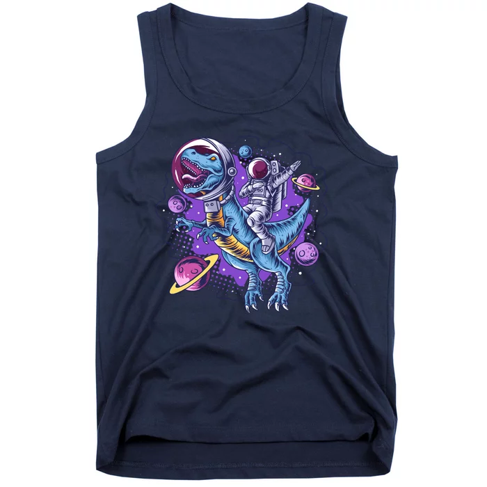 Funny Space Galaxy Astronaut Trex Dinosuar Tank Top