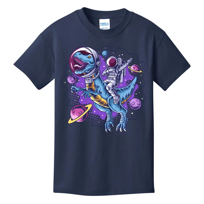 Funny Space Galaxy Astronaut Trex Dinosuar Kids T-Shirt