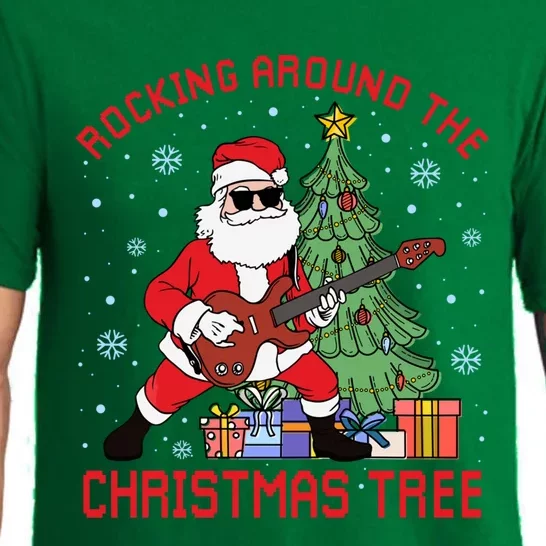 Funny Santa Guitar Players Rocking Around The Christmas Tree Gift Pajama Set