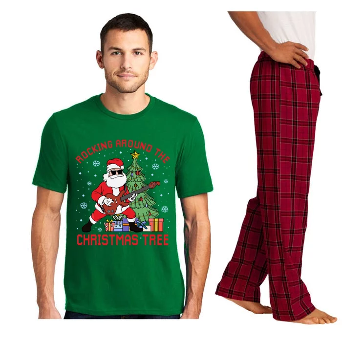 Funny Santa Guitar Players Rocking Around The Christmas Tree Gift Pajama Set