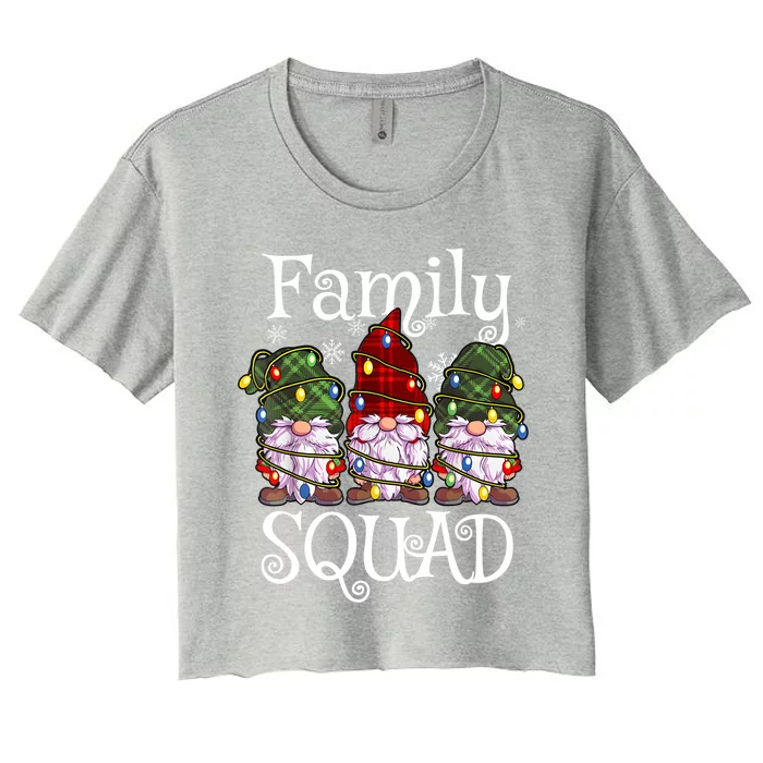 Family Squad Gnomies Christmas Gnome Family Matching Pjs Gift Women's Crop Top Tee