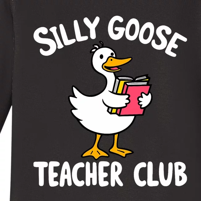 Funny Silly Goose Teacher Club Animal Lover Groovy Baby Long Sleeve Bodysuit