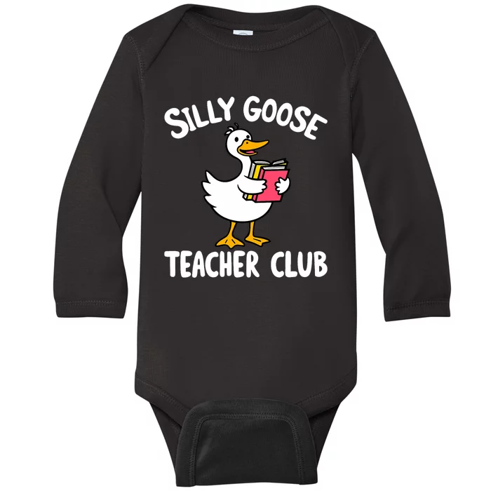 Funny Silly Goose Teacher Club Animal Lover Groovy Baby Long Sleeve Bodysuit