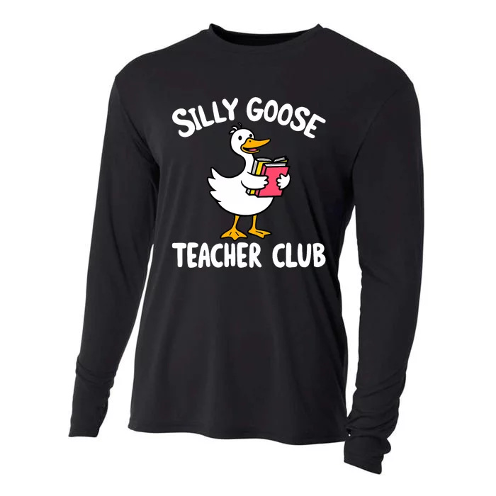 Funny Silly Goose Teacher Club Animal Lover Groovy Cooling Performance Long Sleeve Crew