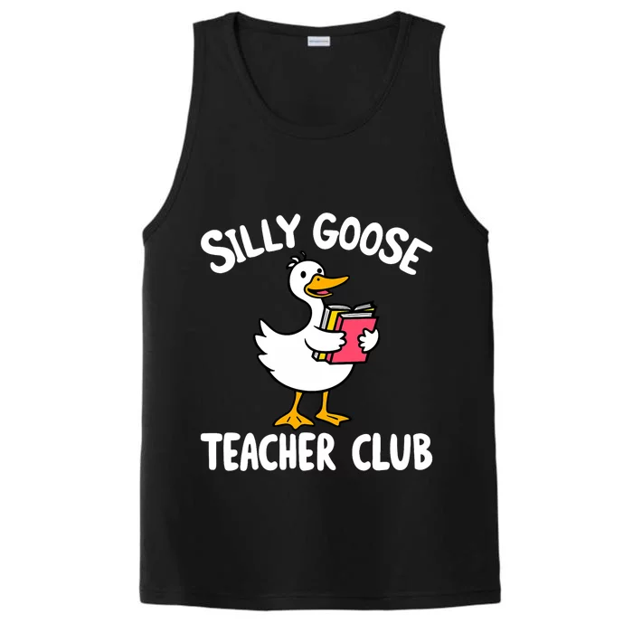 Funny Silly Goose Teacher Club Animal Lover Groovy Performance Tank