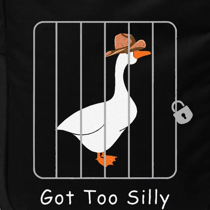 Funny Silly Goose Lover Mugshot Meme Got Too Silly Gift Impact Tech Backpack