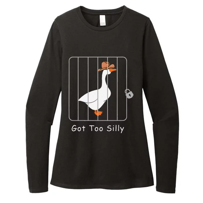 Funny Silly Goose Lover Mugshot Meme Got Too Silly Gift Womens CVC Long Sleeve Shirt