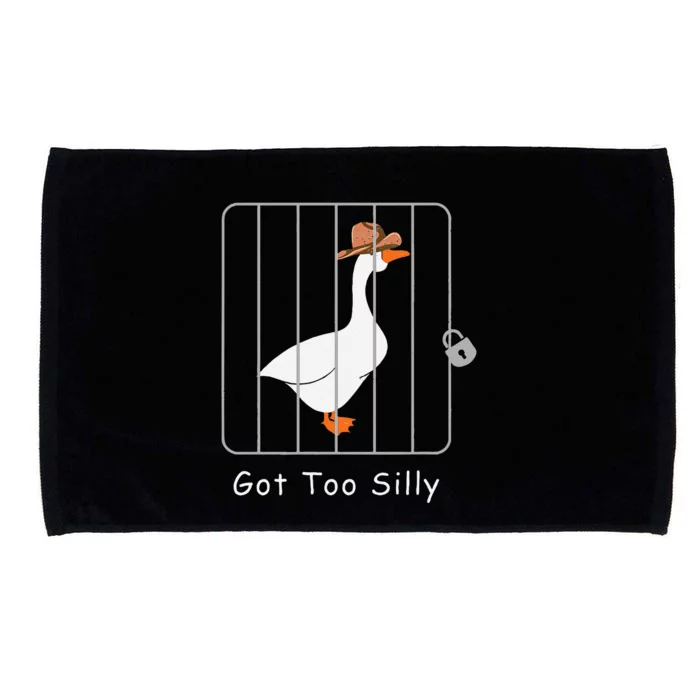 Funny Silly Goose Lover Mugshot Meme Got Too Silly Gift Microfiber Hand Towel