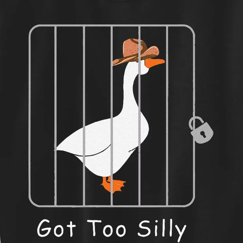 Funny Silly Goose Lover Mugshot Meme Got Too Silly Gift Kids Sweatshirt