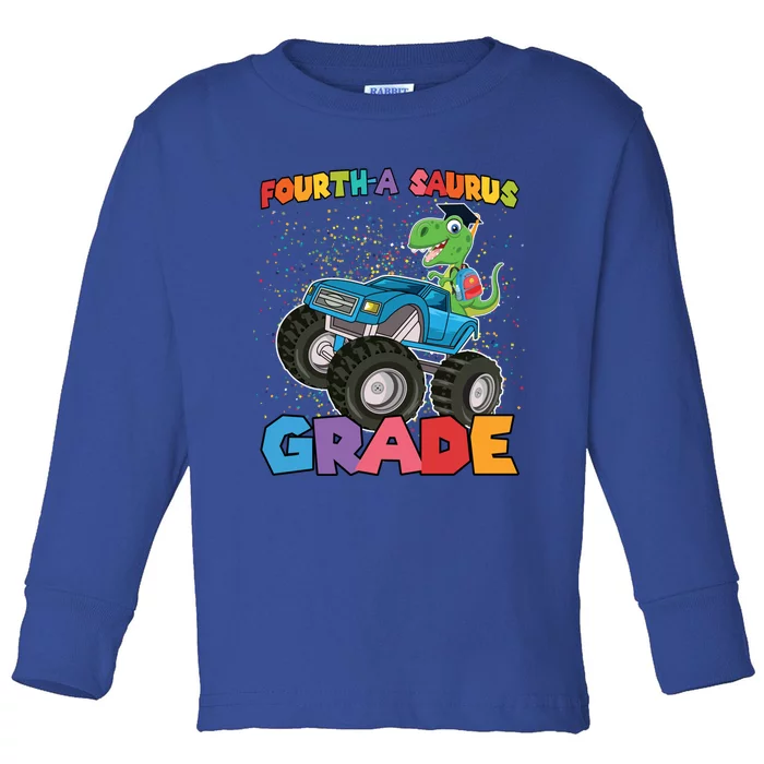 FourthA Saurus Grade 4Th Grade Gift Toddler Long Sleeve Shirt