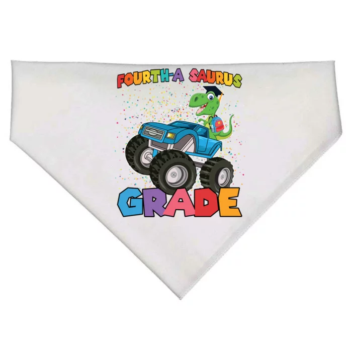 FourthA Saurus Grade 4Th Grade Gift USA-Made Doggie Bandana