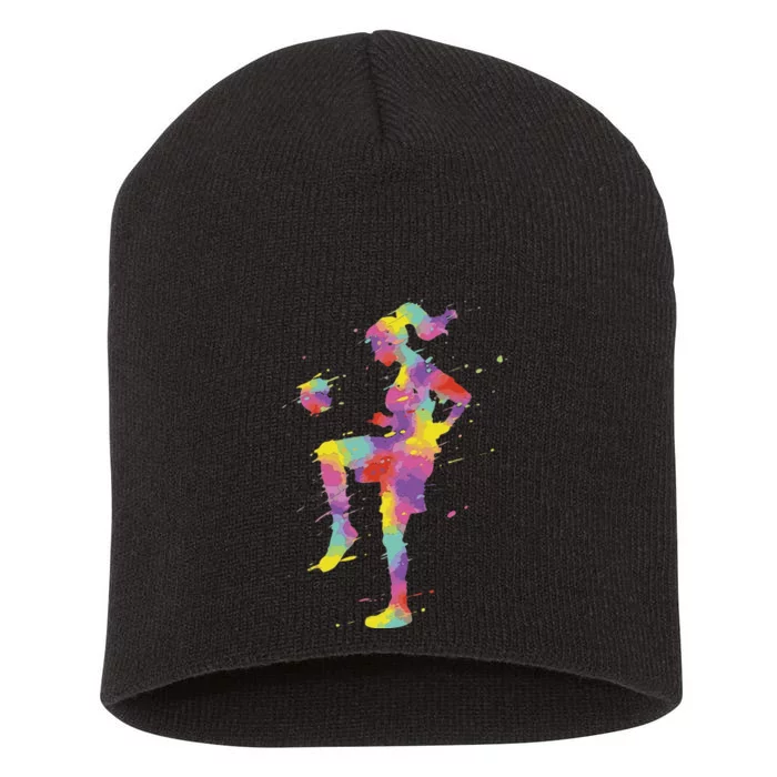 Funny Soccer Girl Gift Short Acrylic Beanie