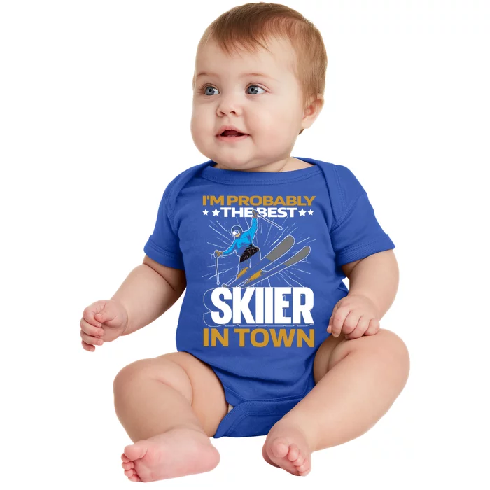 Funny Skier Gift Ski Winter Sports Skiing Gift Baby Bodysuit