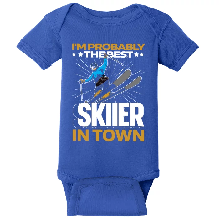 Funny Skier Gift Ski Winter Sports Skiing Gift Baby Bodysuit