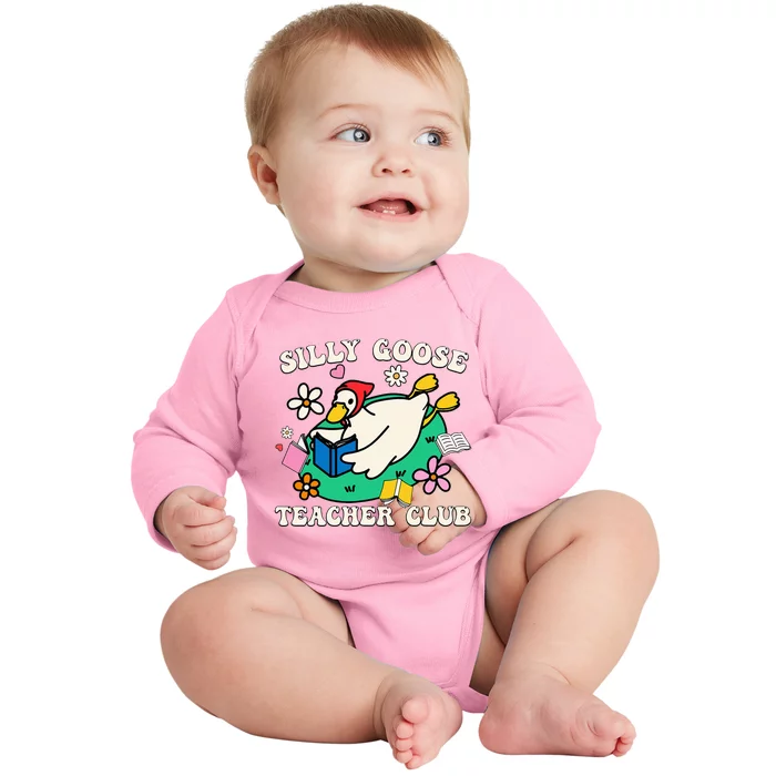 Funny Silly Goose Teacher Club Animal Lover Baby Long Sleeve Bodysuit